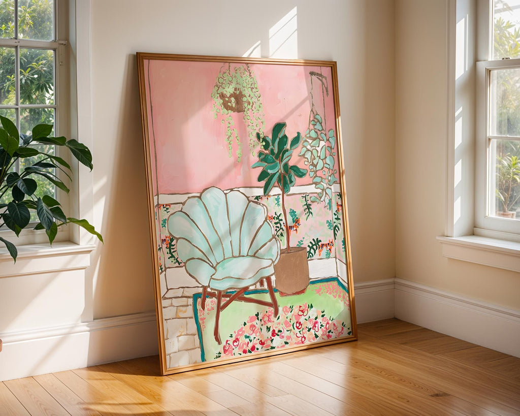 Pastel Interior Art Print | Mid-Century Modern Home Decor wall art print, modern home decor, unframed artwork by Nomad & Nest
