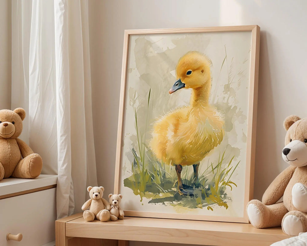 Playroom Ideas | Duckling Nursery Wall Art | Farm Animal Watercolour Print wall art print, modern home decor, unframed artwork by Nomad & Nest