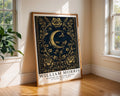 William Morris Print Golden Crescent Moon Art  |  Botanical Dark Floral Poster wall art print, modern home decor, unframed artwork by Nomad & Nest