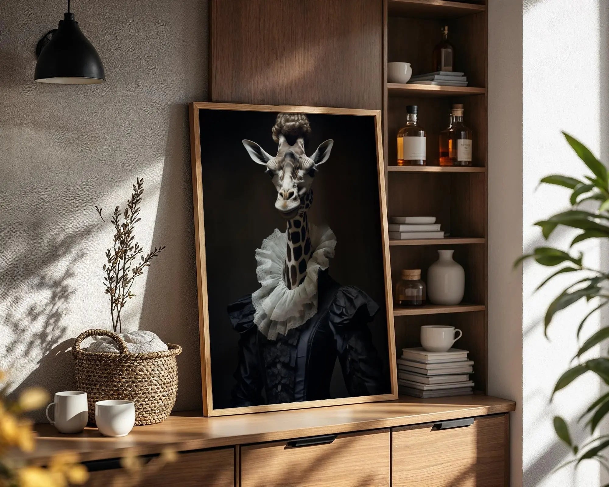 Victorian Giraffe Portrait | Gothic Anthropomorphic Animal Wall Art wall art print, modern home decor, unframed artwork by Nomad & Nest
