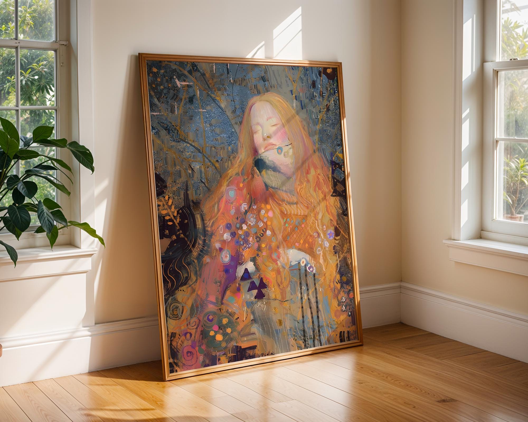 Redhead Woman Art Print | Dreamy Abstract Portrait, Autumn Colors wall art print, modern home decor, unframed artwork by Nomad & Nest