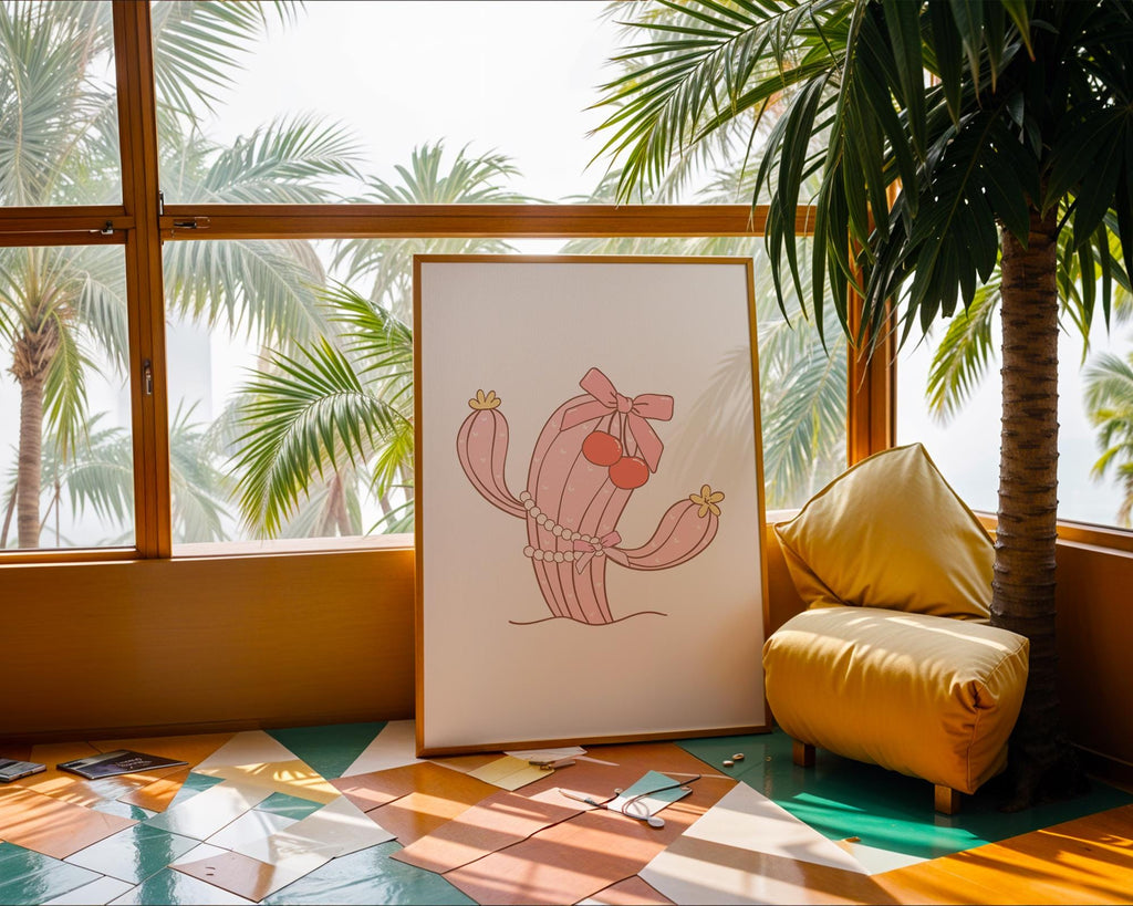 Pink Cactus Print | Western Cowgirl Wall Art wall art print, modern home decor, unframed artwork by Nomad & Nest