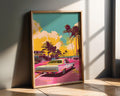 Modern Pop Art | Miami Retro Car  Print | 80s Summer Palm Decor wall art print, modern home decor, unframed artwork by Nomad & Nest