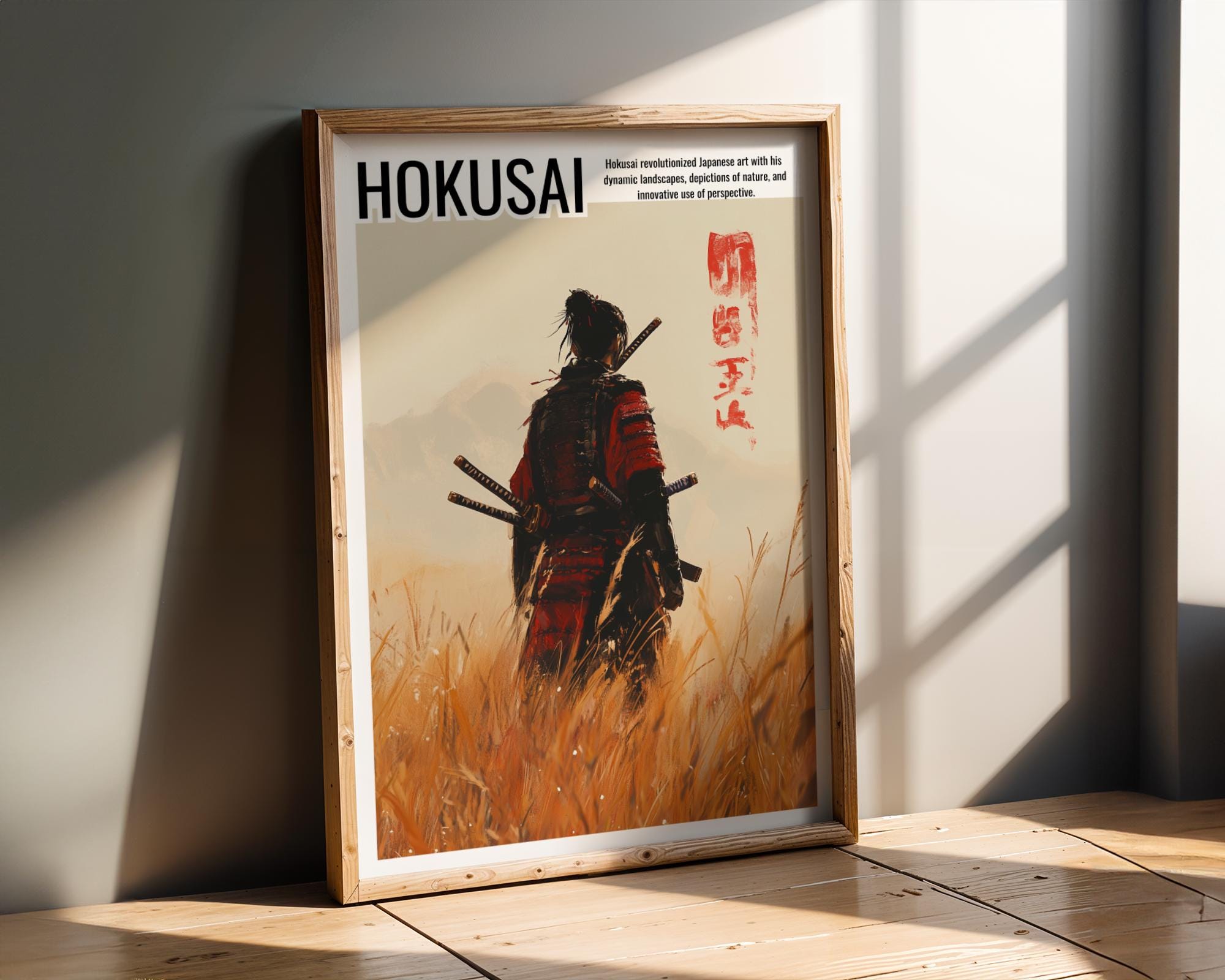 Japanese Poster | Samurai Warrior Hokusai Style Art Print –  Bushido wall art print, modern home decor, unframed artwork by Nomad & Nest