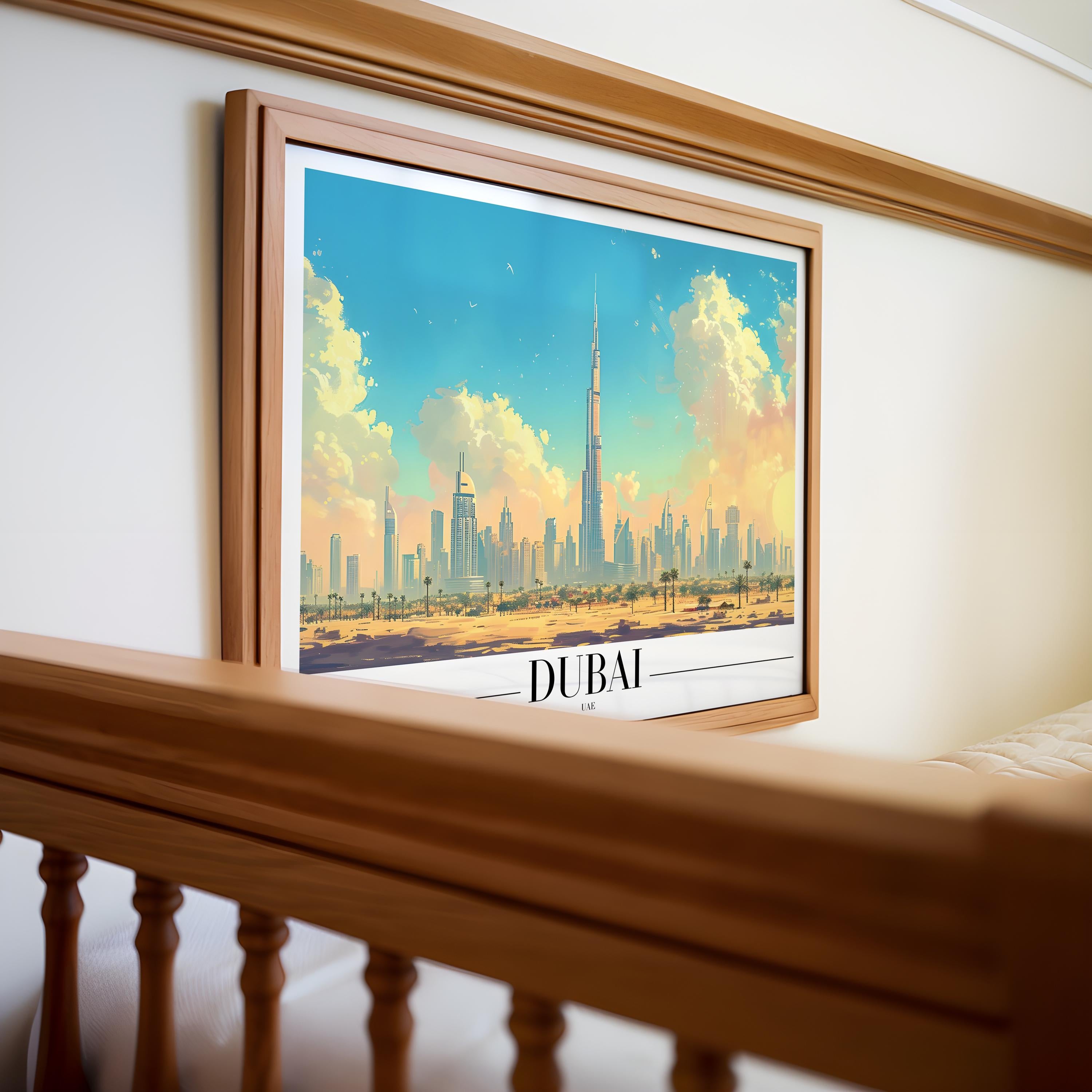Dubai Skyline Art Print | Burj Khalifa, UAE Cityscape wall art print, modern home decor, unframed artwork by Nomad & Nest