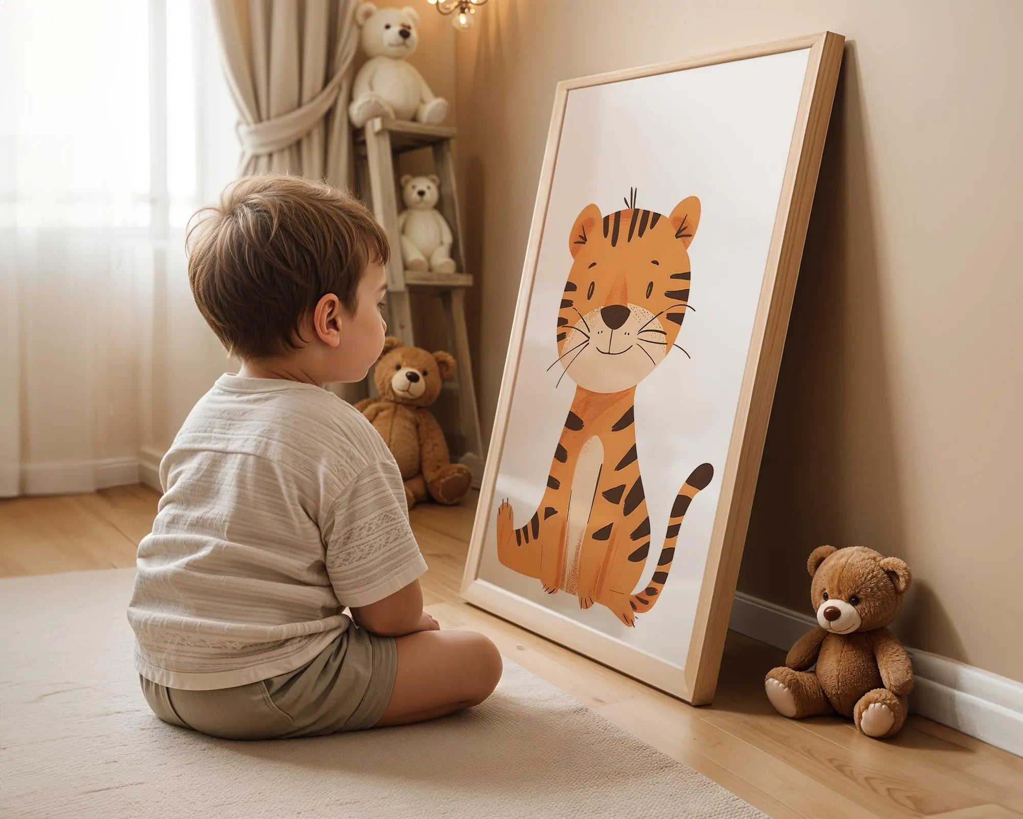 Playroom Ideas | Friendly Tiger Nursery Wall Art | Jungle Animal Kids Decor wall art print, modern home decor, unframed artwork by Nomad & Nest