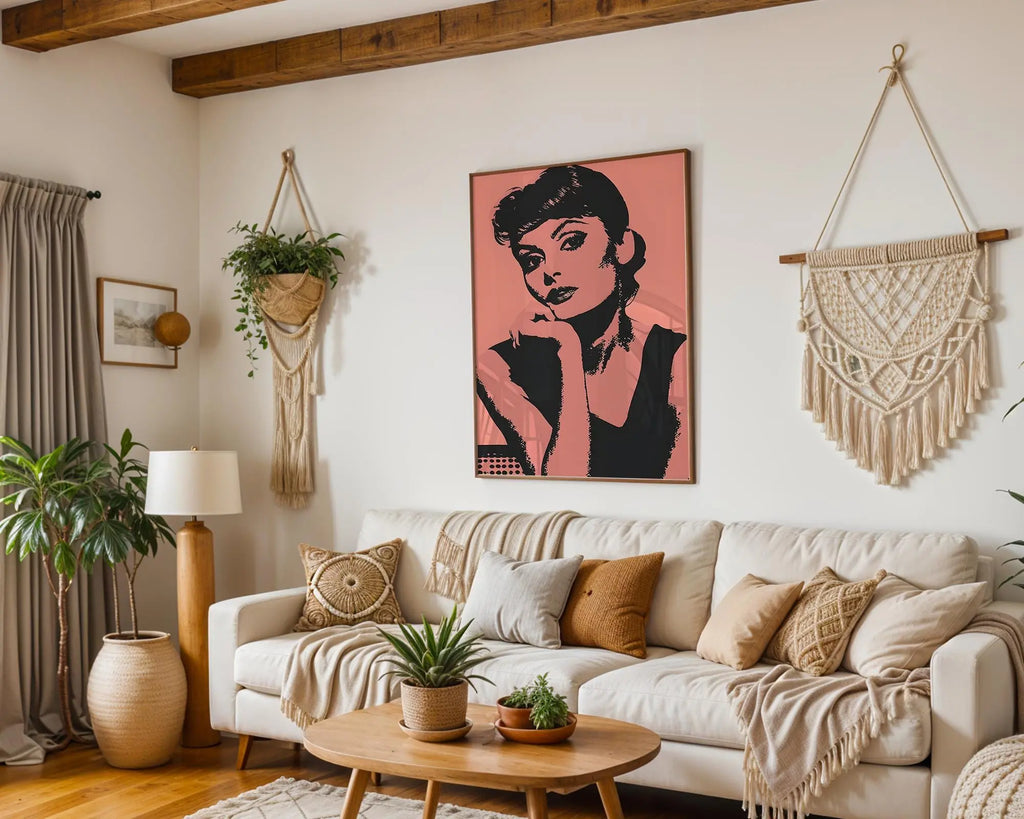 Modern Pop Art | Retro Hollywood Portrait Print | Pink & Black  (Unframed) wall art print, modern home decor, unframed artwork by Nomad & Nest