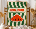 Positive Emotion | Bonjour Croissant | French Café Wall Art | Retro Kitchen Typography Print wall art print, modern home decor, unframed artwork by Nomad & Nest