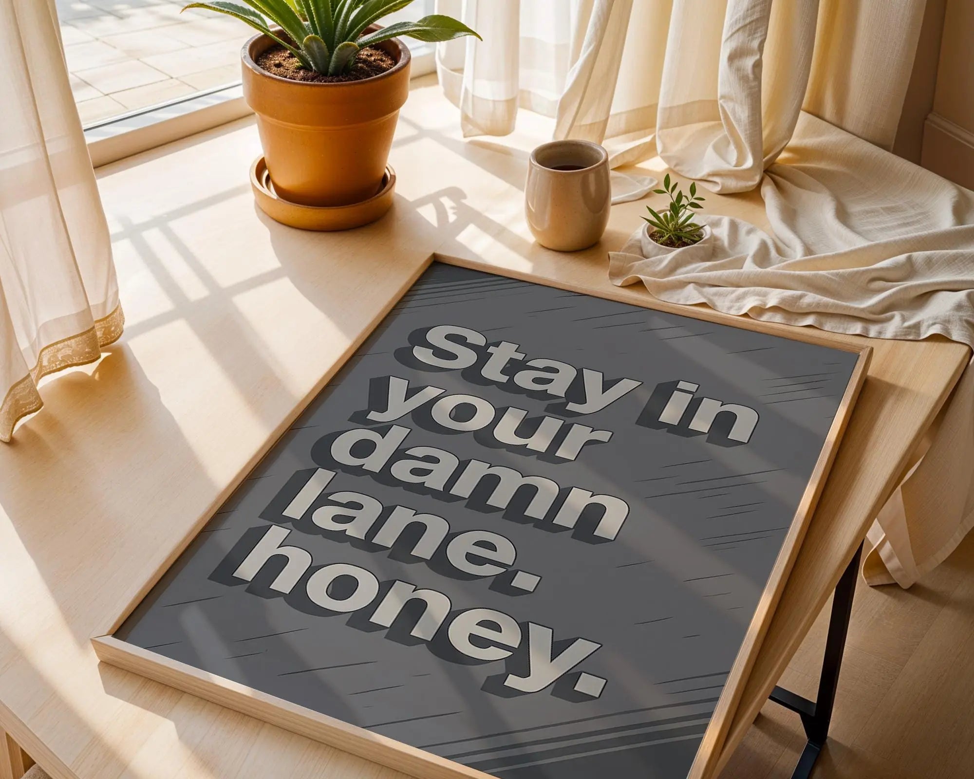 Sassy Quote Art Print | Stay In Your Damn Lane Honey wall art print, modern home decor, unframed artwork by Nomad & Nest