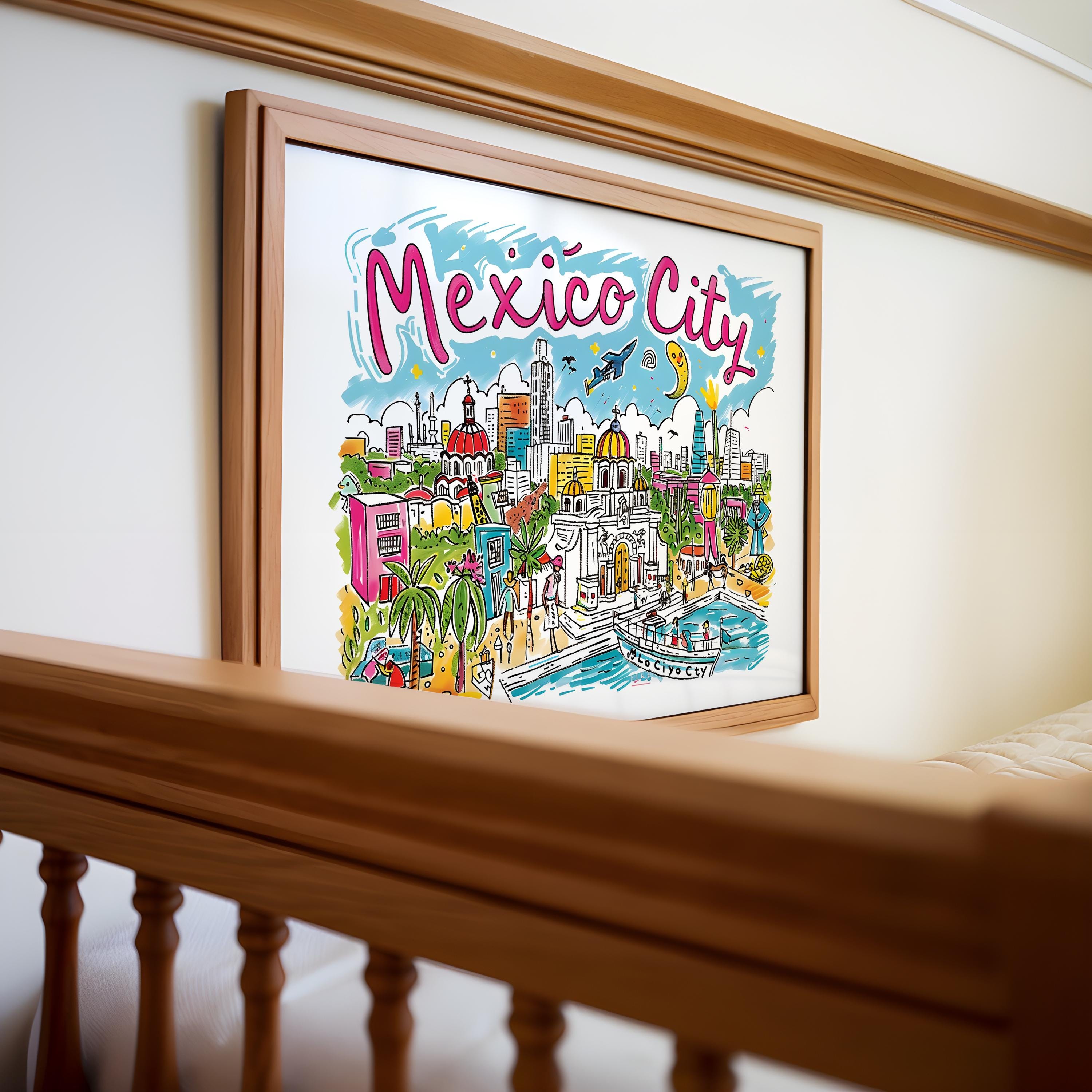 Mexico City Travel Poster | Colorful Latin America Art Print wall art print, modern home decor, unframed artwork by Nomad & Nest