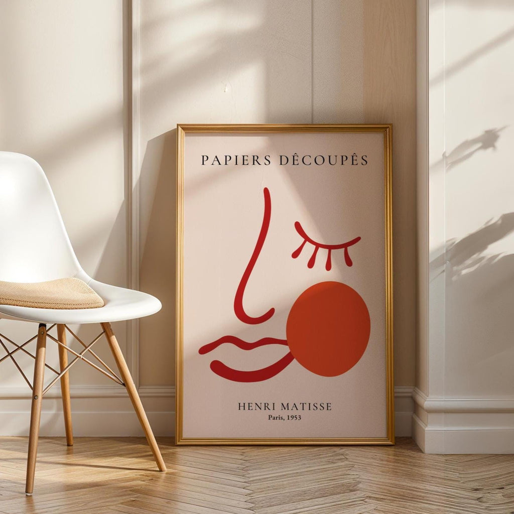 Henri Matisse Print | Inspired Face Line Art  | Orange Sun, Minimalist Modernist Poster wall art print, modern home decor, unframed artwork by Nomad & Nest