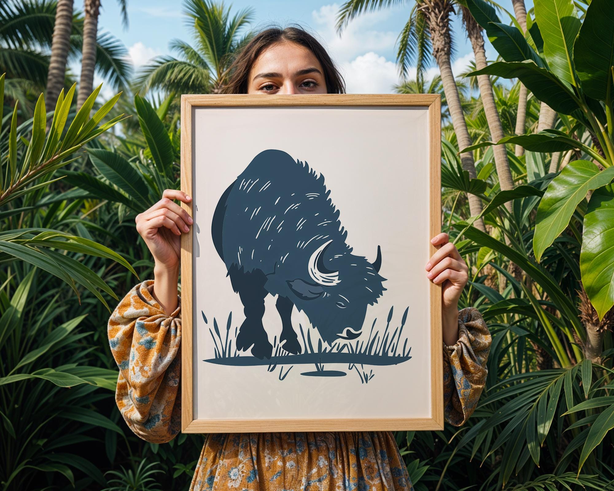 Minimalist Bison Print | Modern Wildlife Art, Western Decor wall art print, modern home decor, unframed artwork by Nomad & Nest