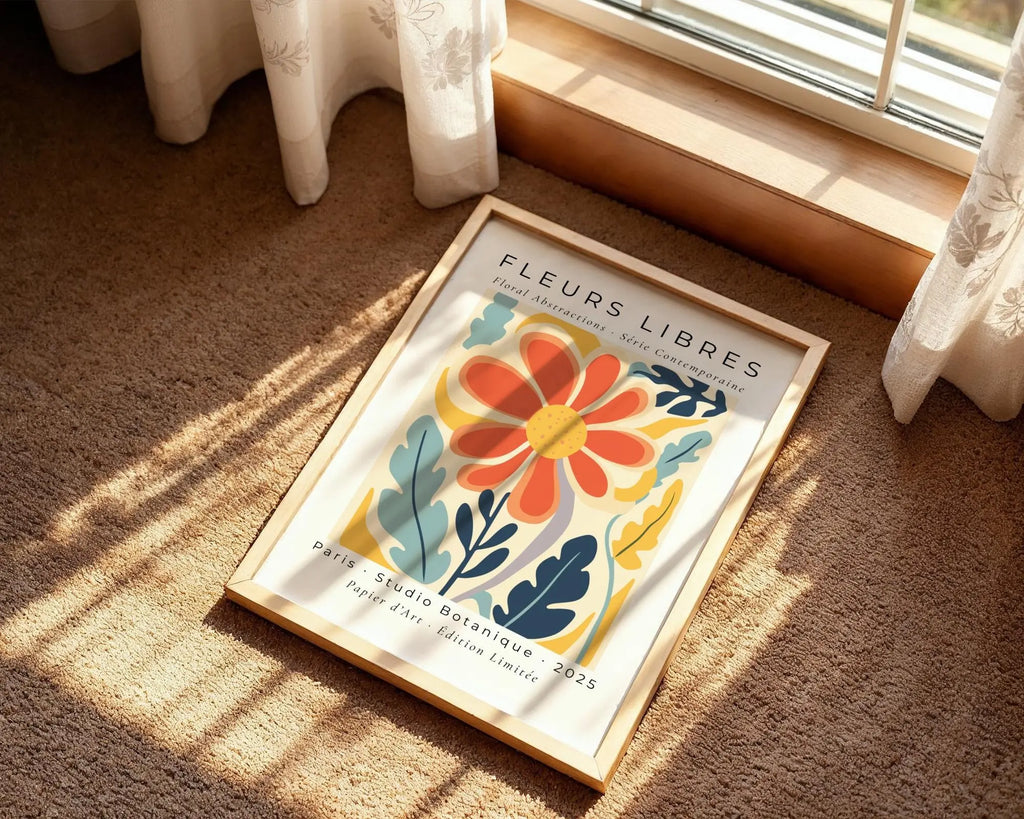 Coral Daisy Wall Art | Abstract Floral Print, Modern Home Decor wall art print, modern home decor, unframed artwork by Nomad & Nest