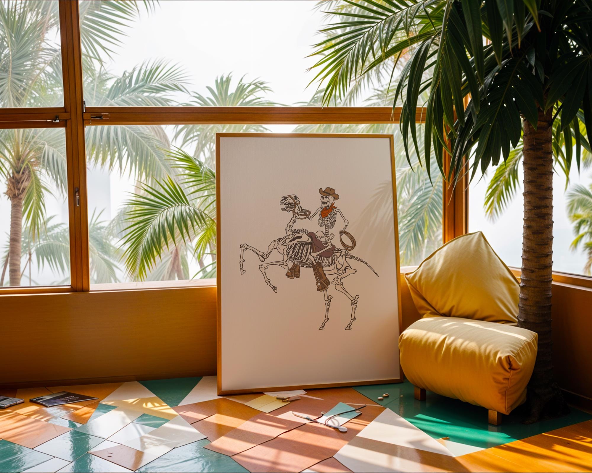 Skeleton Cowboy Print | Gothic Western Horse Rider Wall Art wall art print, modern home decor, unframed artwork by Nomad & Nest