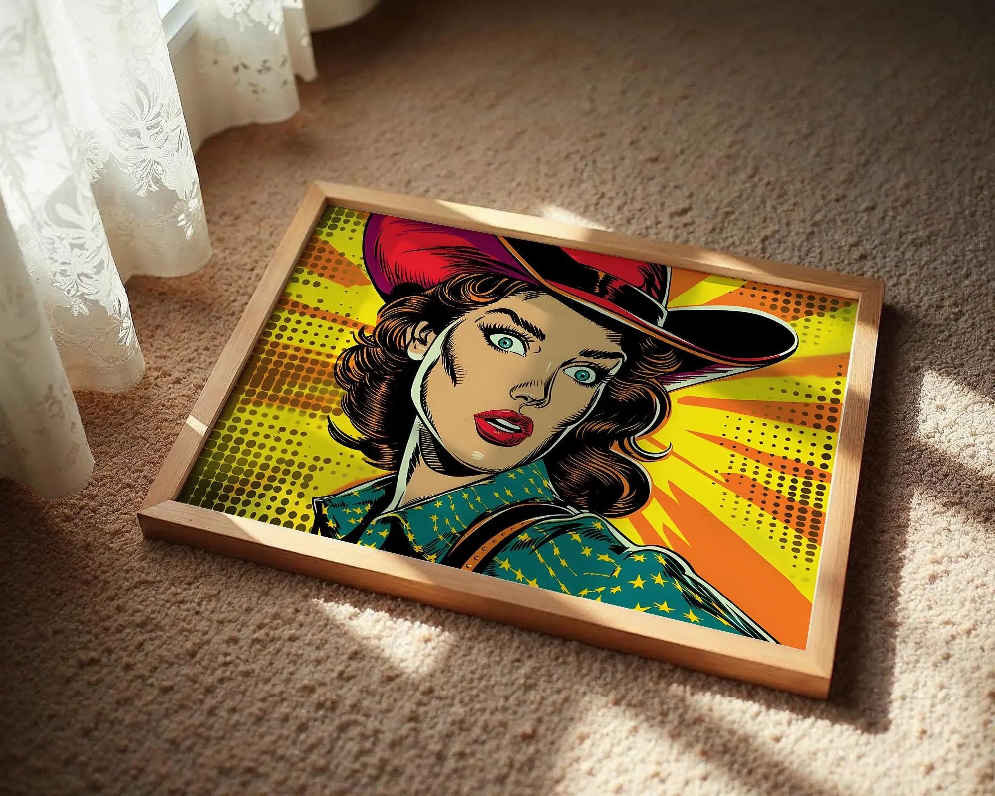 Modern Pop Art | Cowgirl Print, Retro Comic Book Style, Colorful Western wall art print, modern home decor, unframed artwork by Nomad & Nest