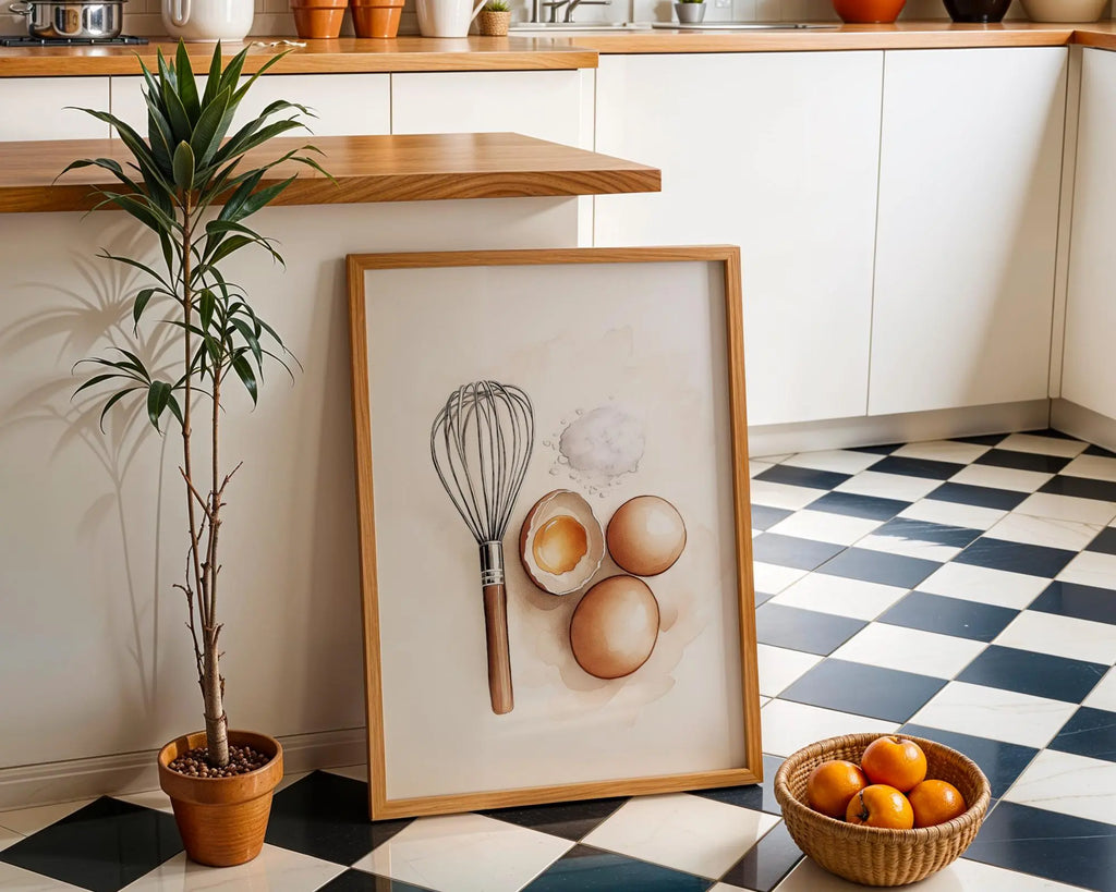 Whisk and Eggs Kitchen Print | Minimalist Watercolor Art wall art print, modern home decor, unframed artwork by Nomad & Nest