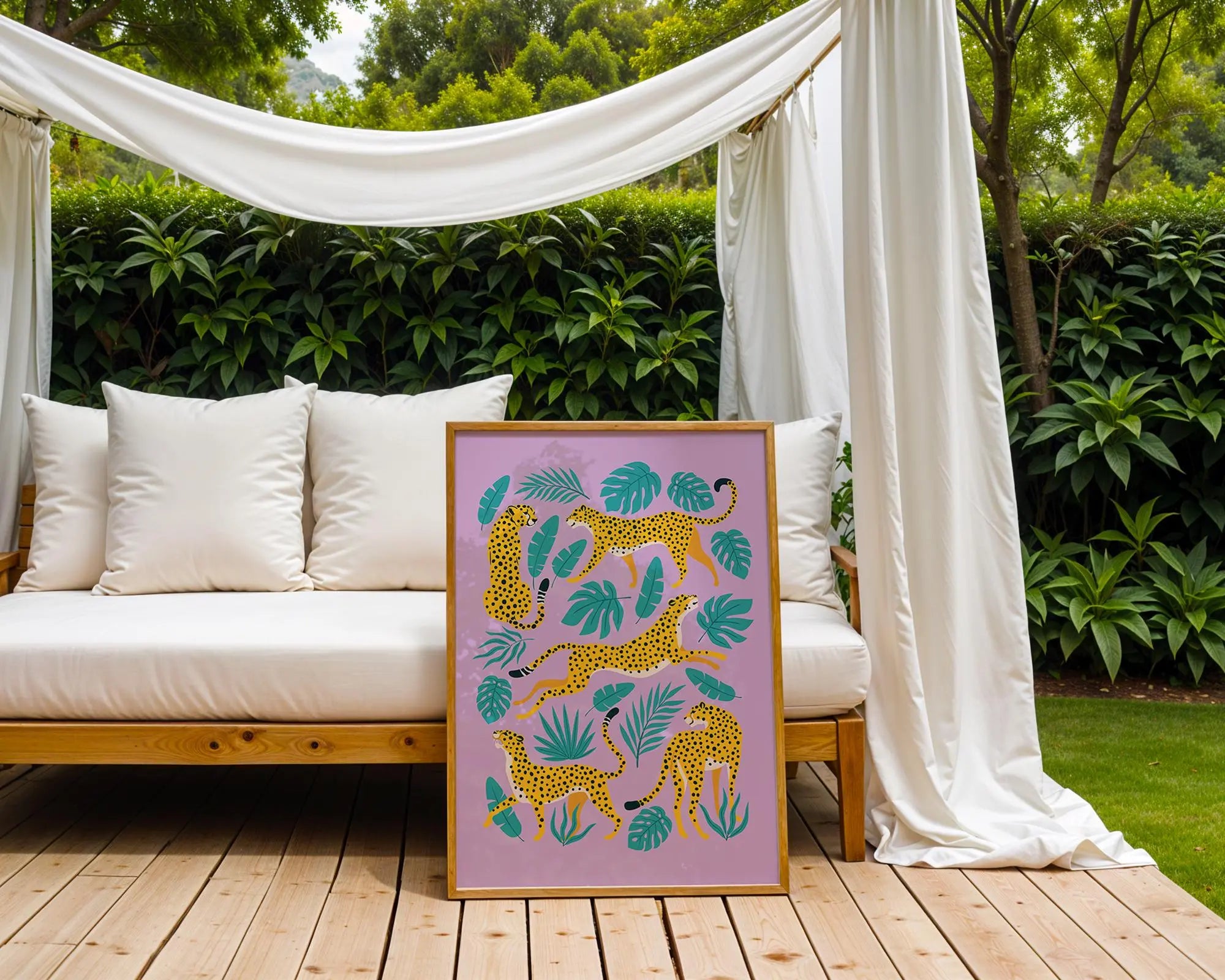 Cheetah Jungle Art Print | Boho Safari Animal Illustration wall art print, modern home decor, unframed artwork by Nomad & Nest