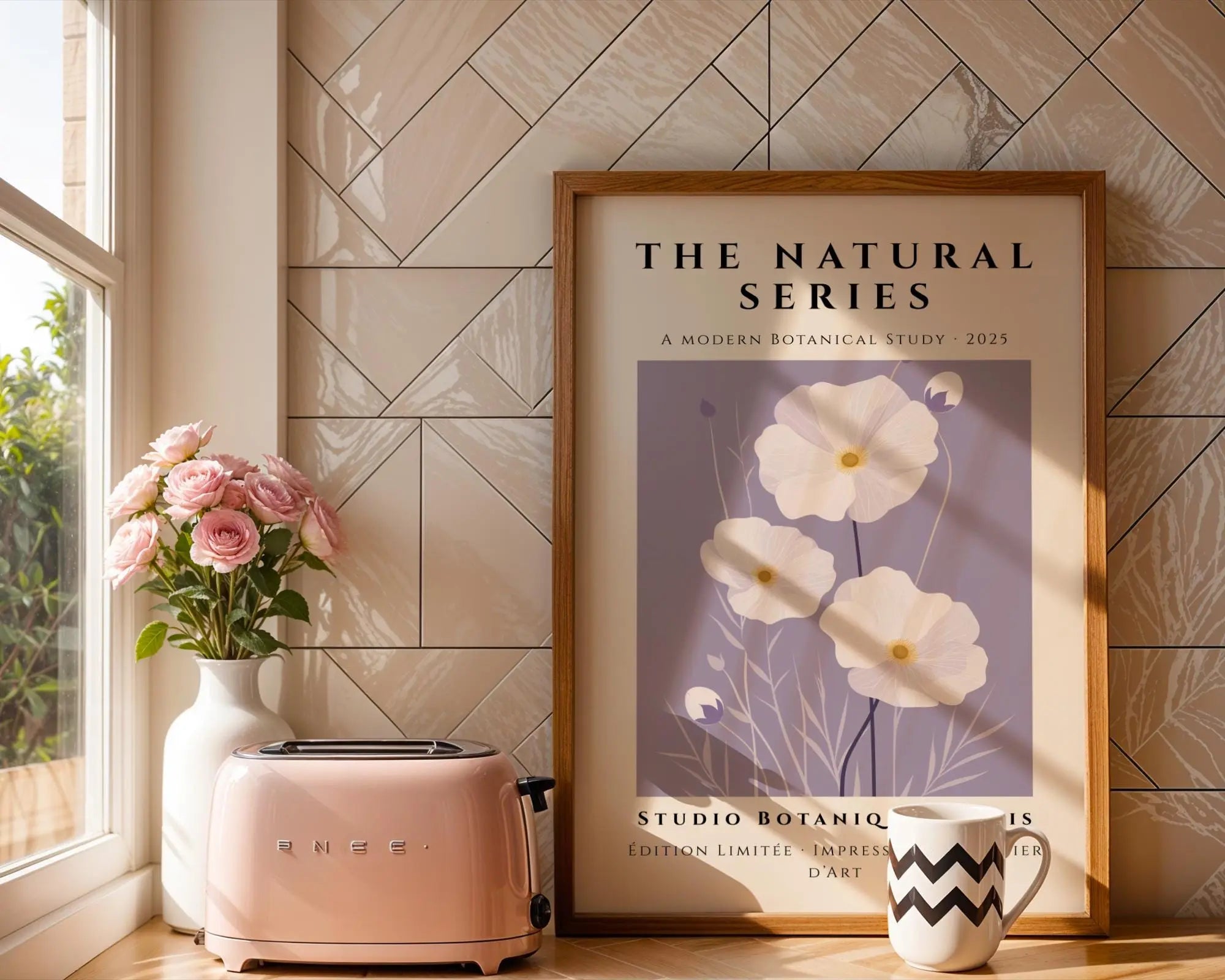 White Cosmos Botanical Print | Elegant Lilac Floral Wall Art wall art print, modern home decor, unframed artwork by Nomad & Nest