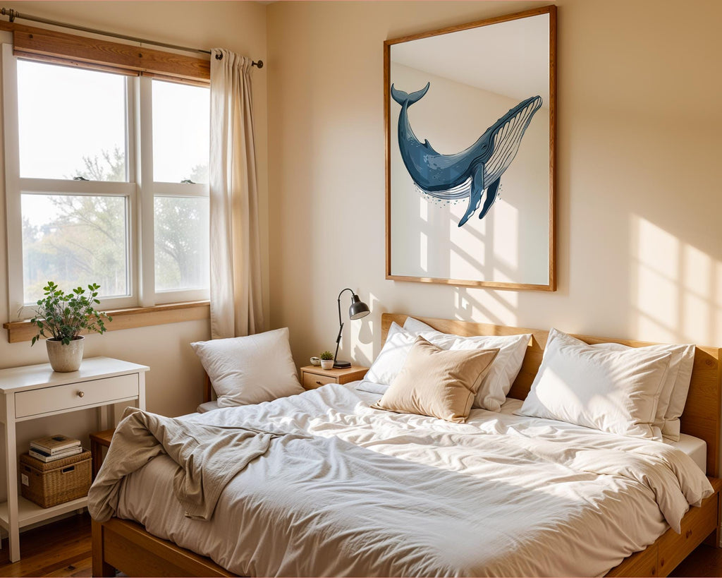 Blue Whale Print | Leaping Whale Poster, Coastal Wall Art wall art print, modern home decor, unframed artwork by Nomad & Nest