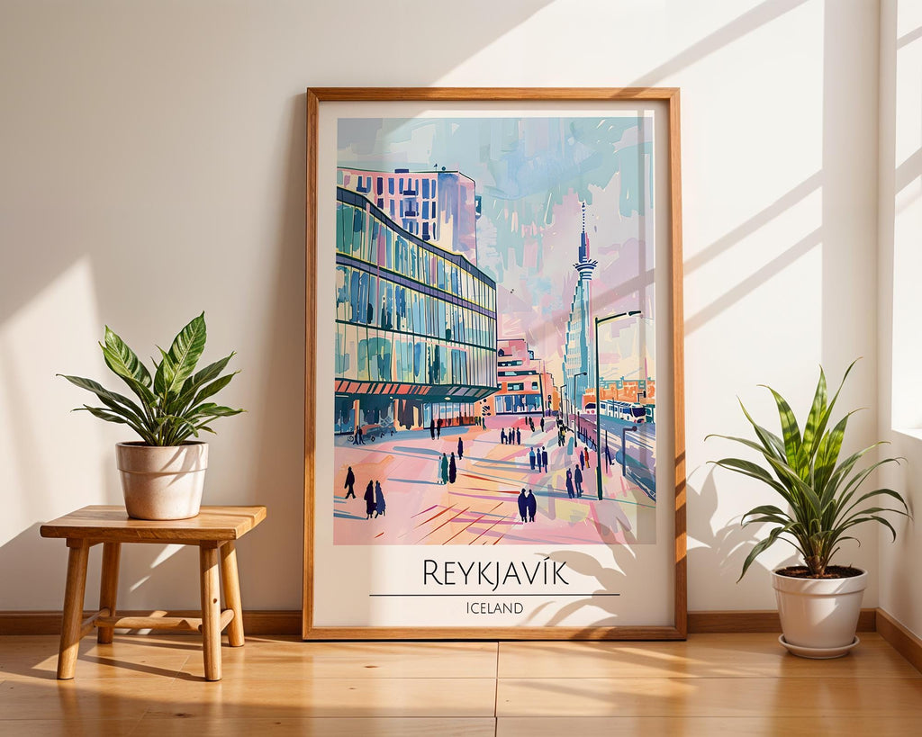 Reykjavik Iceland Art Print | Modern Scandinavian Travel Poster wall art print, modern home decor, unframed artwork by Nomad & Nest