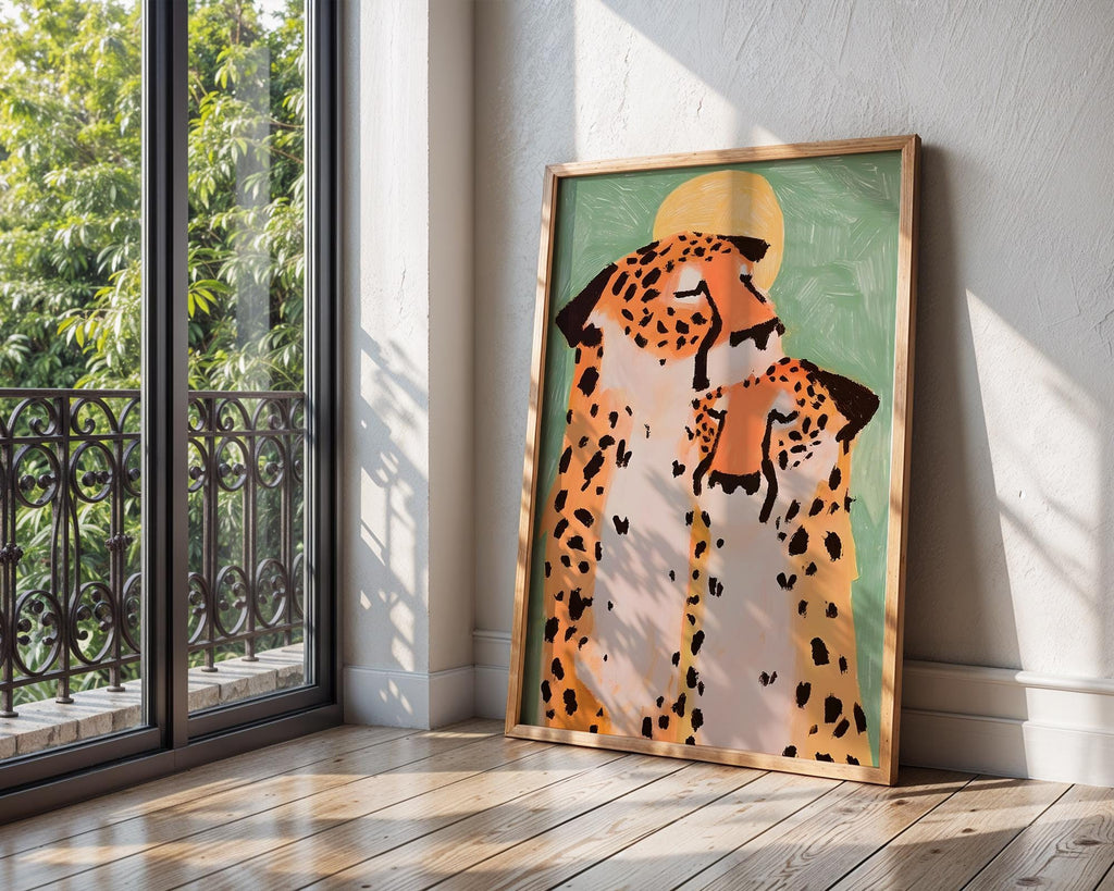 Cheetah Couple Art Print | Modern Safari Animal Poster wall art print, modern home decor, unframed artwork by Nomad & Nest