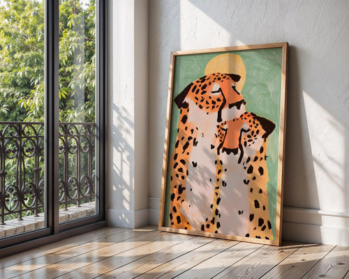 Cheetah Couple Art Print | Modern Safari Animal Poster wall art print, modern home decor, unframed artwork by Nomad & Nest