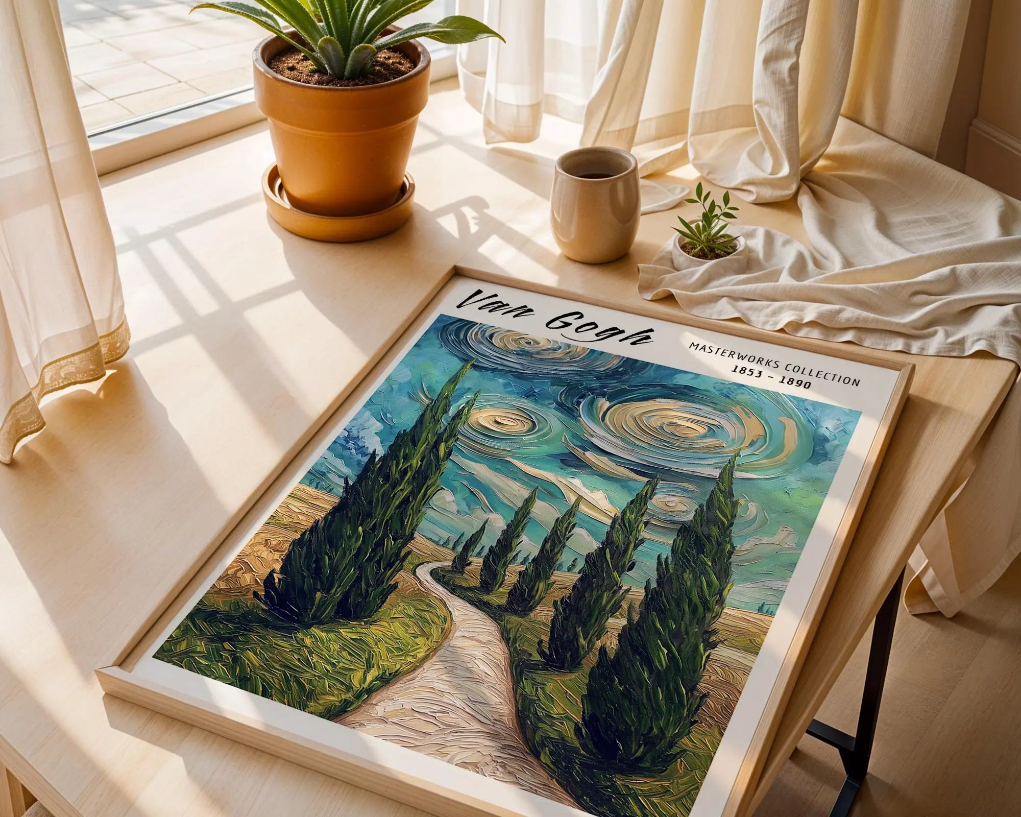 Van Gogh Print | Cypress Trees  | Impressionist Landscape Art wall art print, modern home decor, unframed artwork by Nomad & Nest
