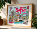Sofia Bulgaria Art Print | Colorful European Travel Poster wall art print, modern home decor, unframed artwork by Nomad & Nest