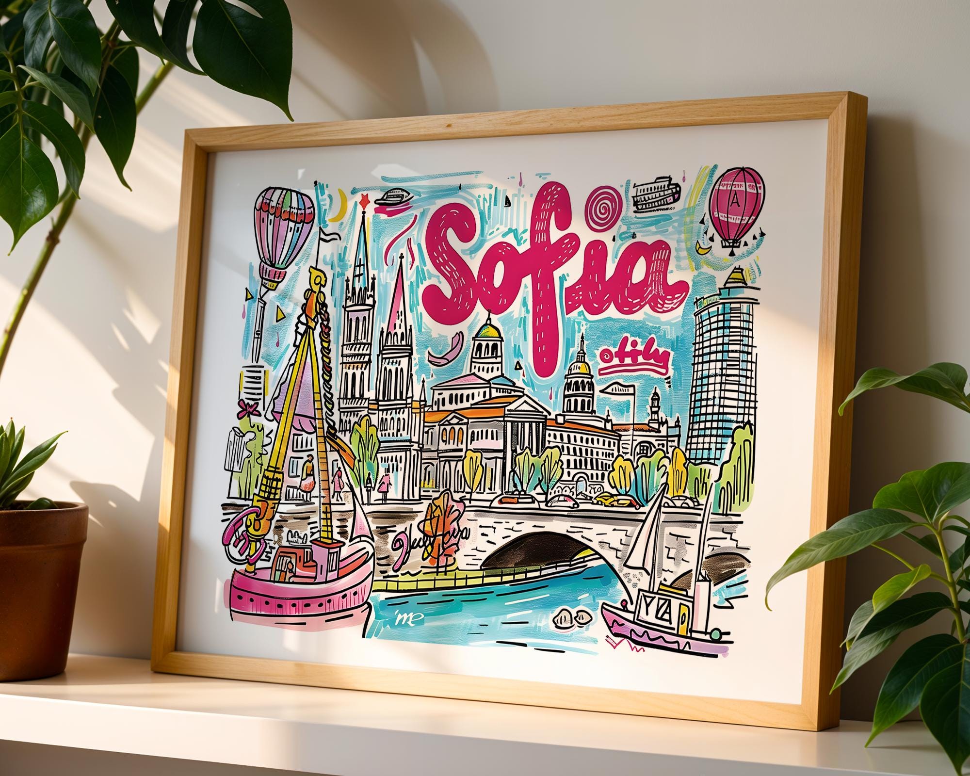 Sofia Bulgaria Art Print | Colorful European Travel Poster wall art print, modern home decor, unframed artwork by Nomad & Nest