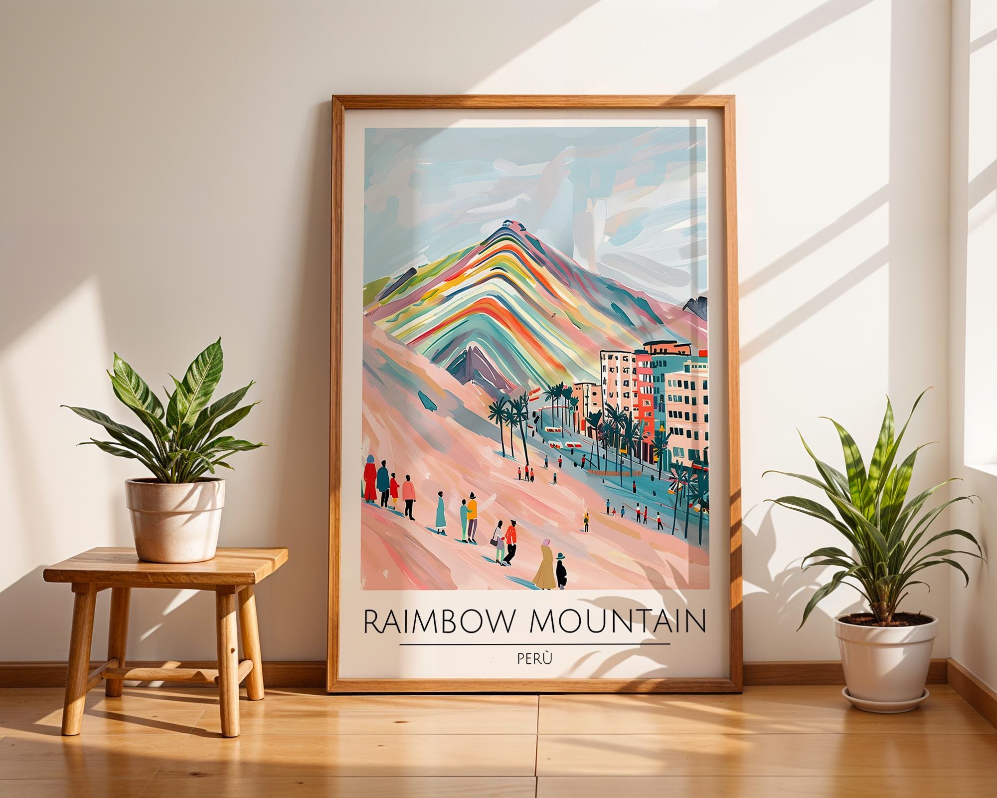 Rainbow Mountain Peru Art Print | Colorful Andes Travel Poster wall art print, modern home decor, unframed artwork by Nomad & Nest