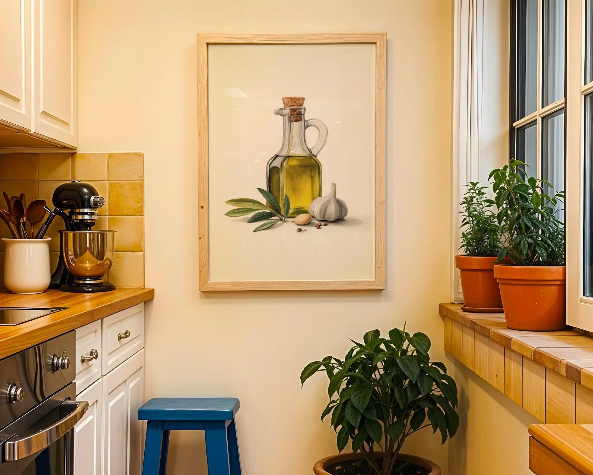 Olive Oil & Garlic Print • Rustic Italian Kitchen Wall Art wall art print, modern home decor, unframed artwork by Nomad & Nest