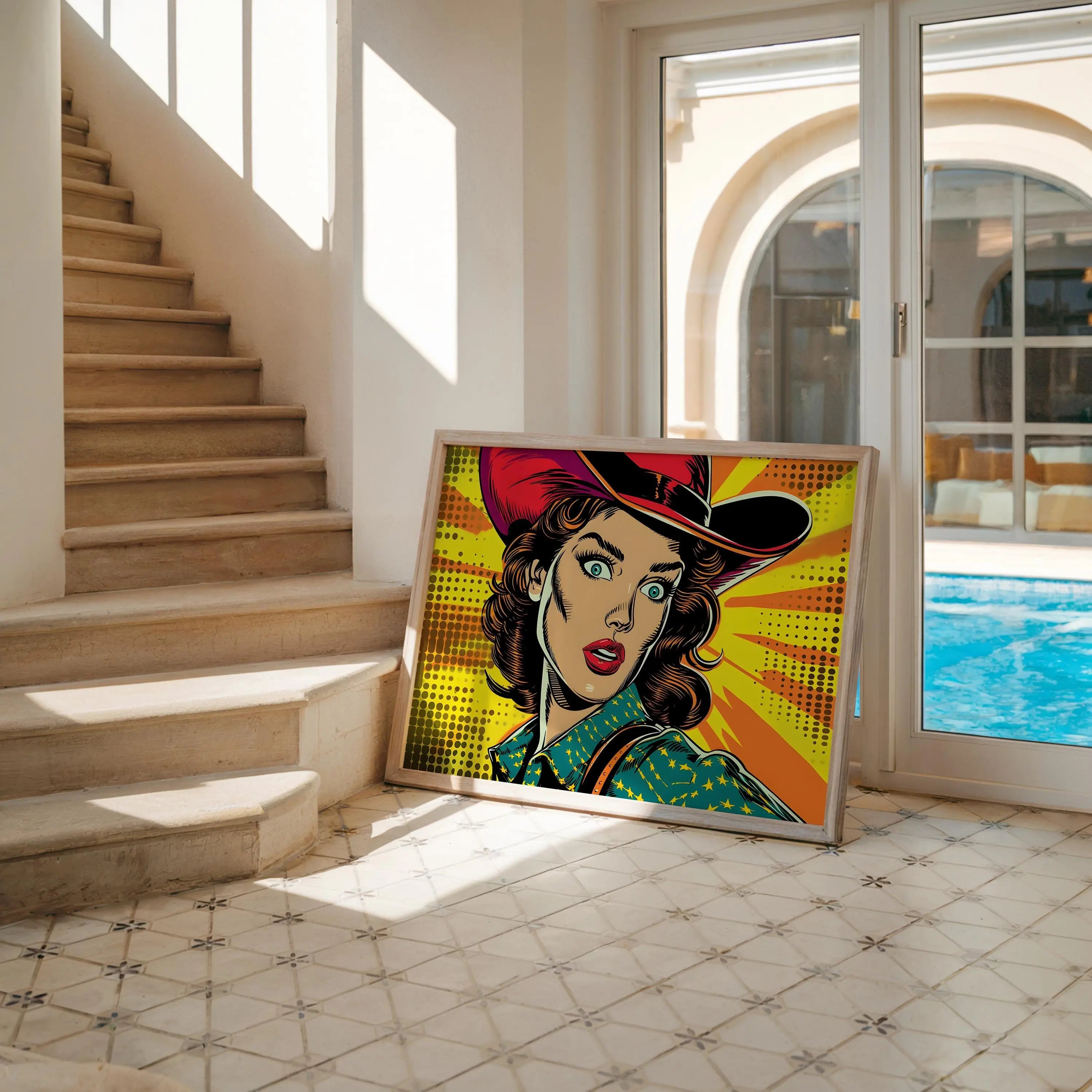 Modern Pop Art | Cowgirl Print, Retro Comic Book Style, Colorful Western wall art print, modern home decor, unframed artwork by Nomad & Nest