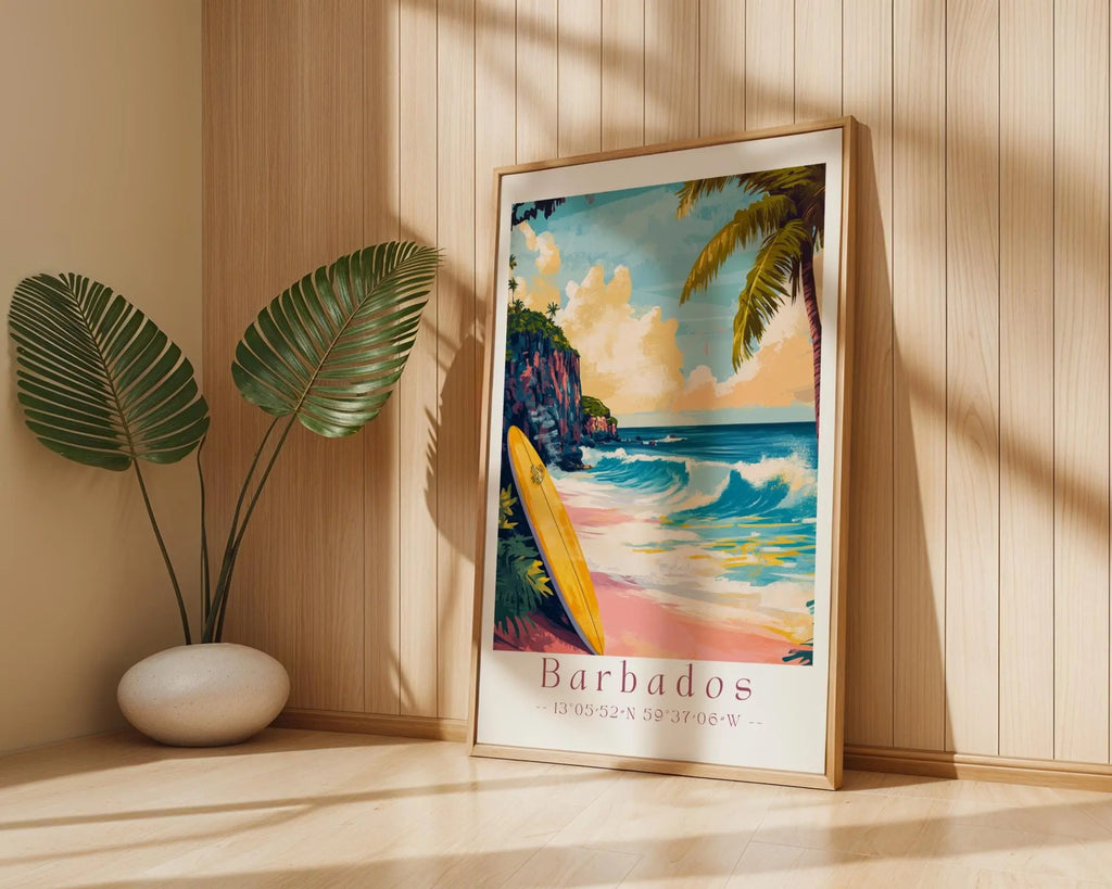 Barbados Beach Print – Tropical Surf Art, Coastal Wall Decor wall art print, modern home decor, unframed artwork by Nomad & Nest
