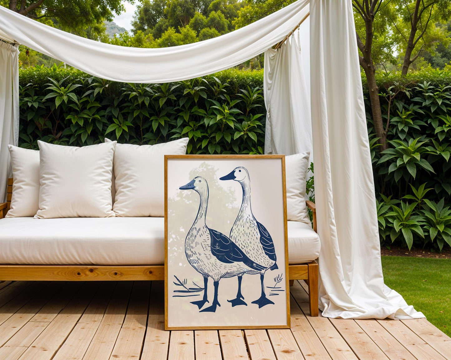 Blue Geese Farmhouse Print, Rustic Kitchen Wall Art wall art print, modern home decor, unframed artwork by Nomad & Nest