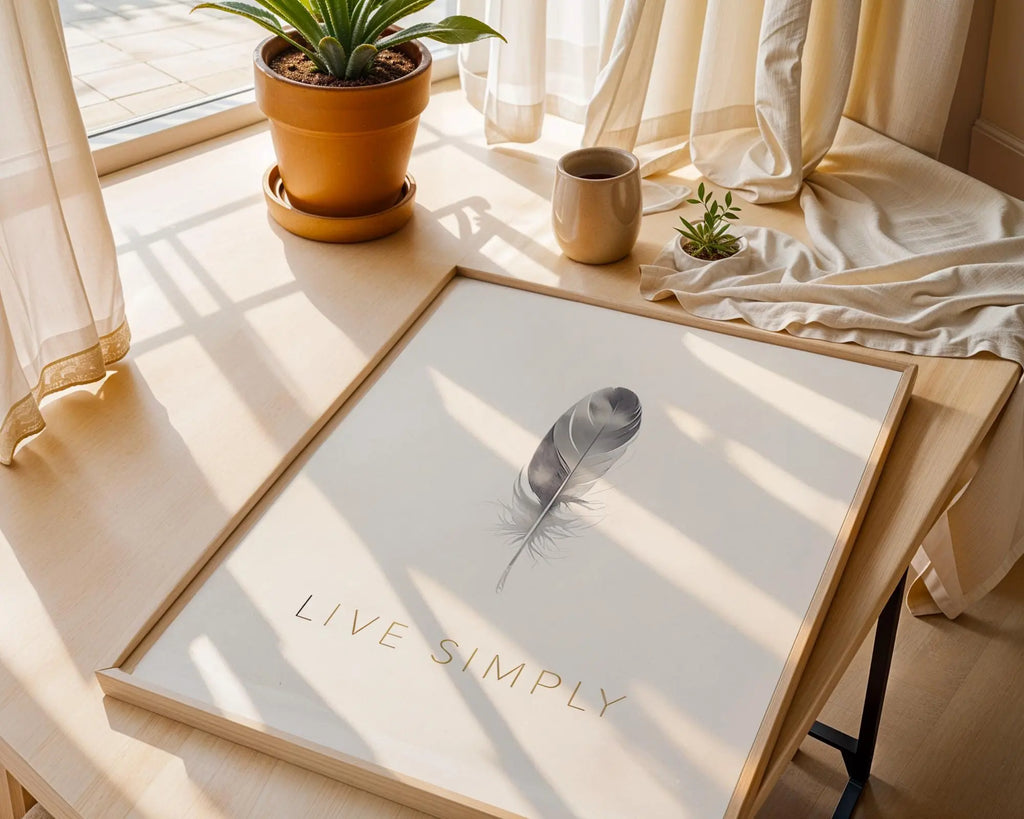 Feather Wall Art Print | Minimalist Zen Home Decor wall art print, modern home decor, unframed artwork by Nomad & Nest
