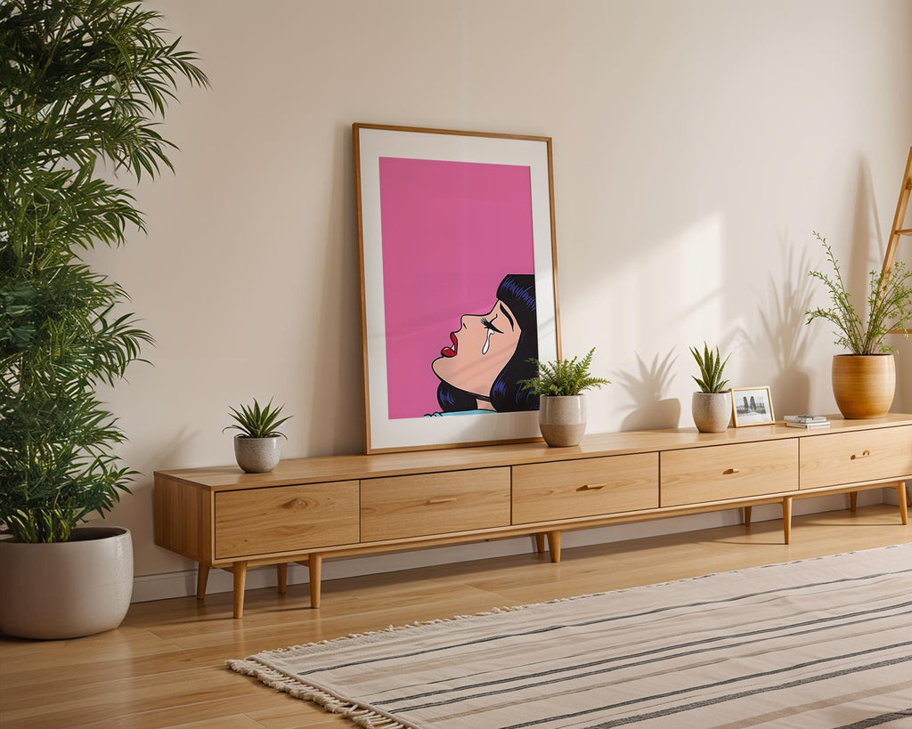 Modern Pop Art | Crying Woman Print | Vintage Comic Book Tears wall art print, modern home decor, unframed artwork by Nomad & Nest