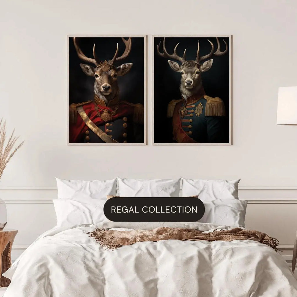 Crowned Stag Portrait Print | Royal Deer Wall Art wall art print, modern home decor, unframed artwork by Nomad & Nest