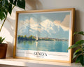 Lake Geneva Vintage Travel Poster | Snowy Alps Art Print wall art print, modern home decor, unframed artwork by Nomad & Nest