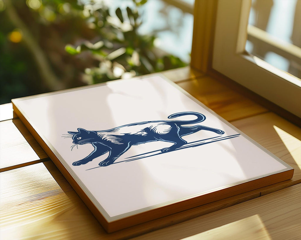 Dark Blue Siamese Cat Print, Modern Minimalist Wall Art wall art print, modern home decor, unframed artwork by Nomad & Nest
