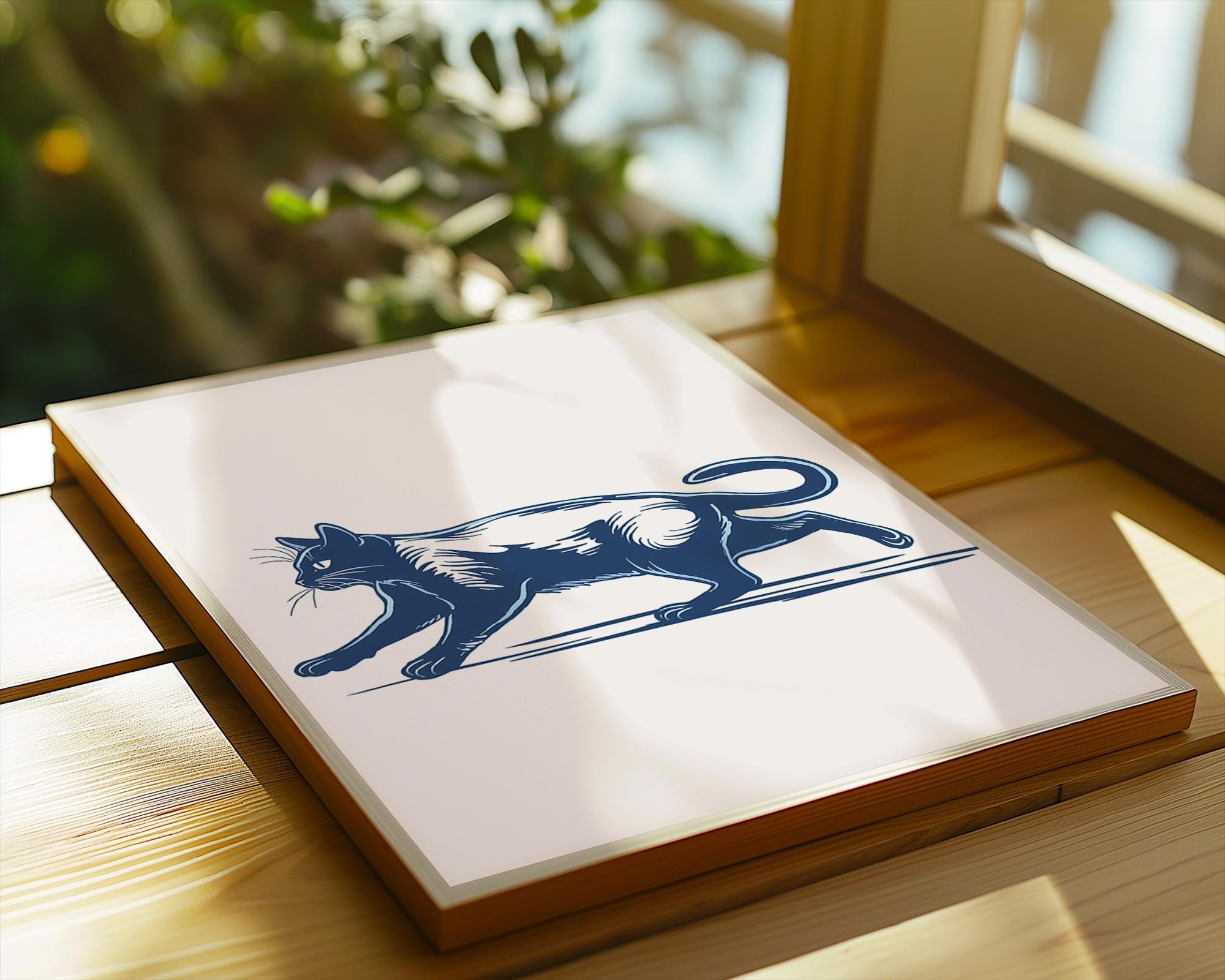 Dark Blue Siamese Cat Print, Modern Minimalist Wall Art wall art print, modern home decor, unframed artwork by Nomad & Nest