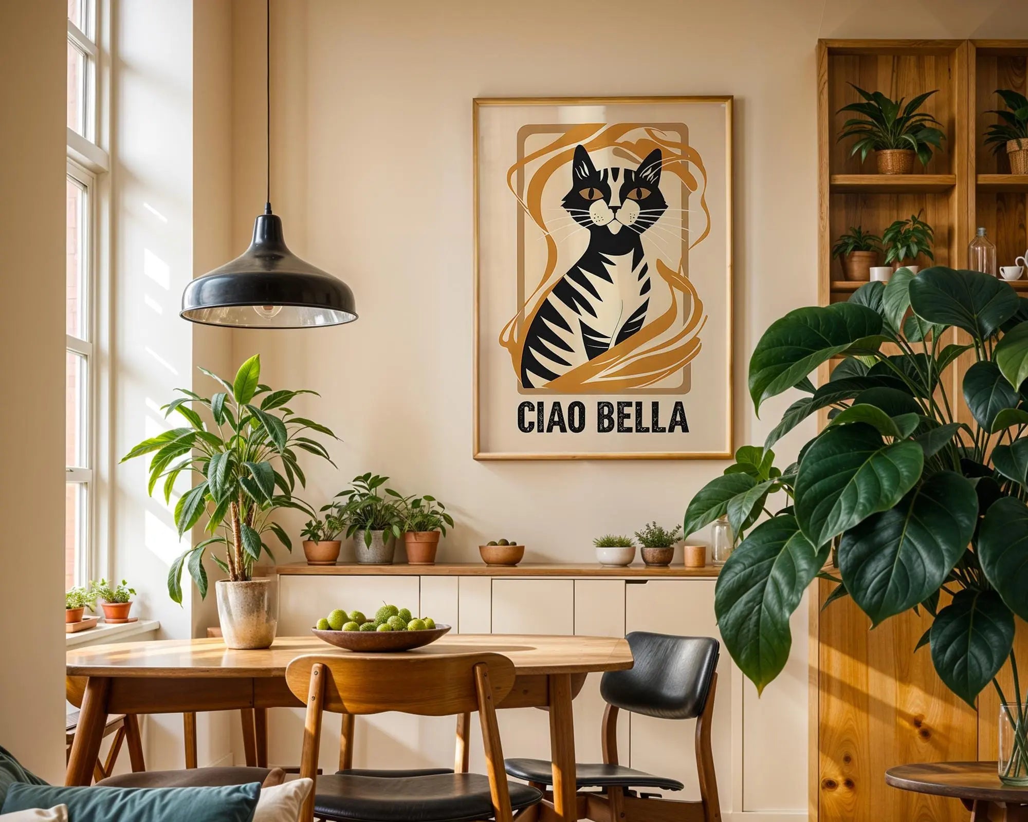Ciao Bella Cat Art Print | Italian Inspired Animal Illustration wall art print, modern home decor, unframed artwork by Nomad & Nest