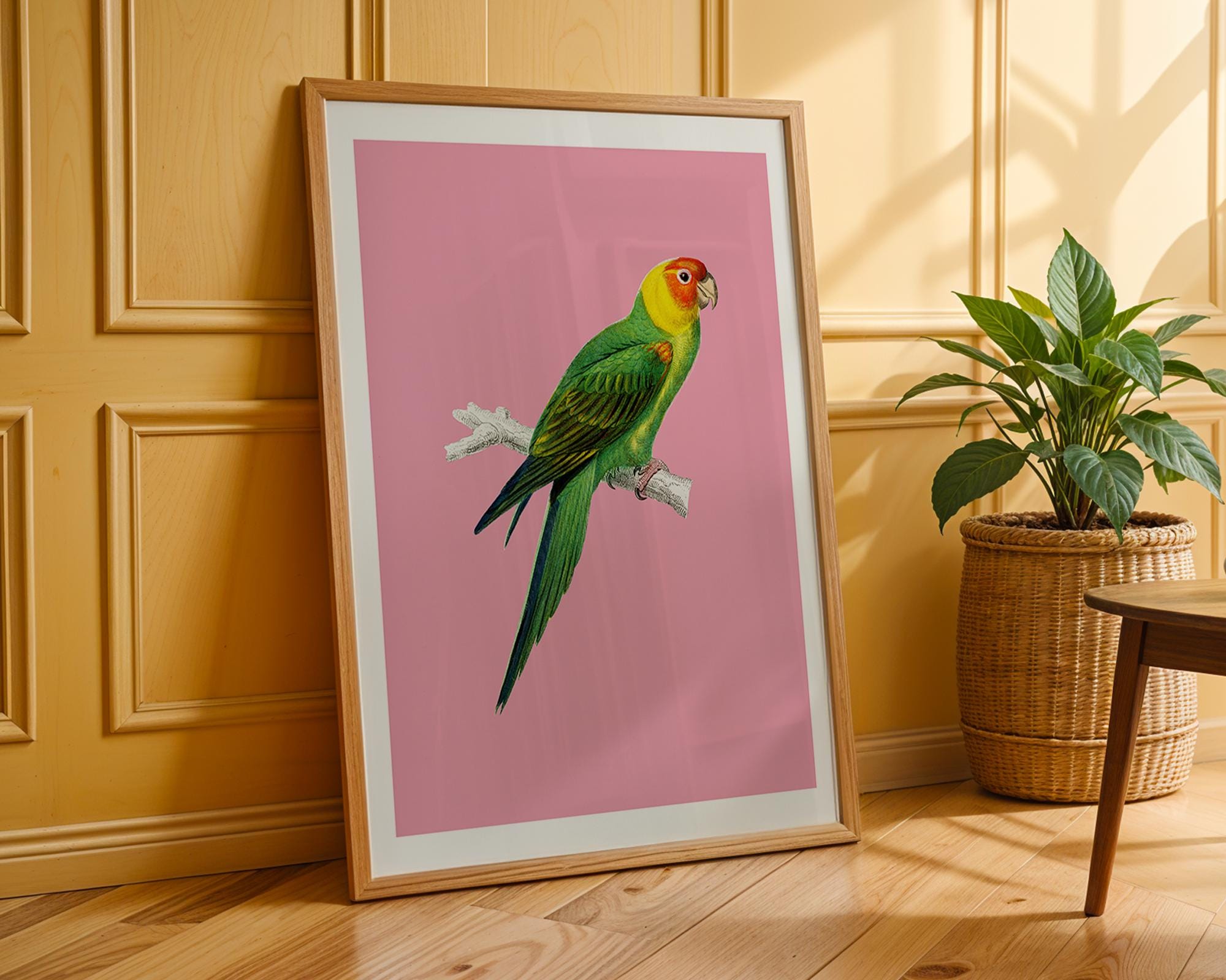 Green Parrot Wall Art | Tropical Bird Poster, Nature Print wall art print, modern home decor, unframed artwork by Nomad & Nest
