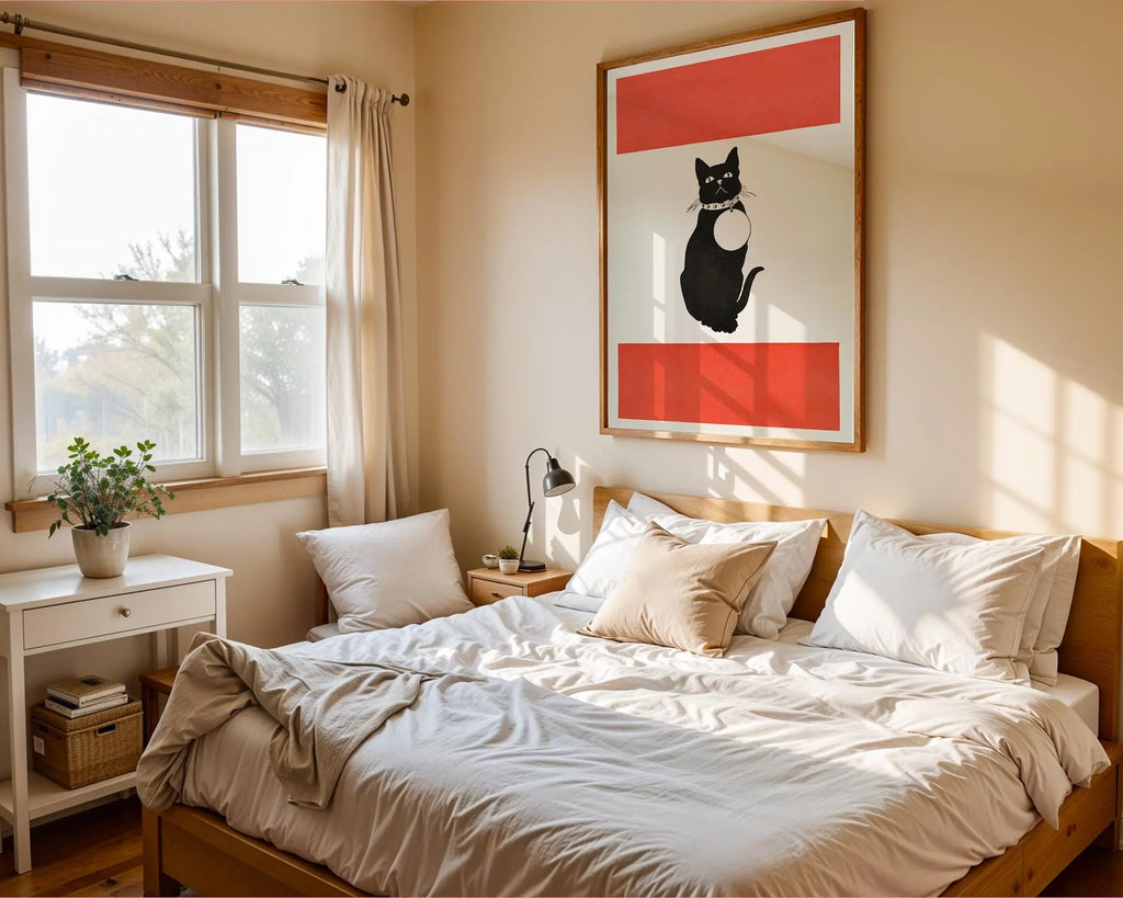 Minimalist Black Cat Art Print | Modern Animal Illustration, Nursery Décor wall art print, modern home decor, unframed artwork by Nomad & Nest