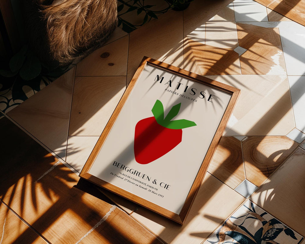 Henri Matisse Print | Inspired Strawberry | Minimalist Kitchen Wall Art wall art print, modern home decor, unframed artwork by Nomad & Nest