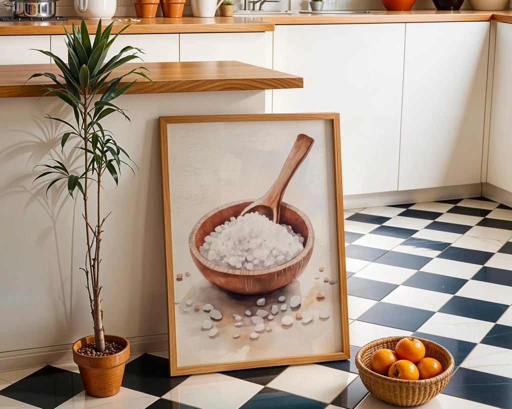 Sea Salt Bowl Art Print • Rustic Kitchen Decor wall art print, modern home decor, unframed artwork by Nomad & Nest