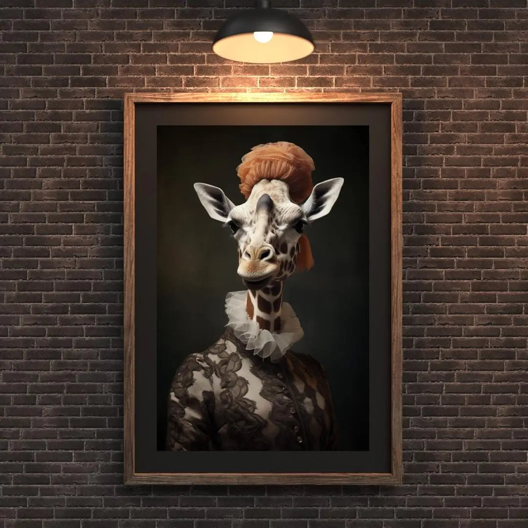 Victorian Giraffe Portrait Print | Anthropomorphic Animal Wall Art wall art print, modern home decor, unframed artwork by Nomad & Nest