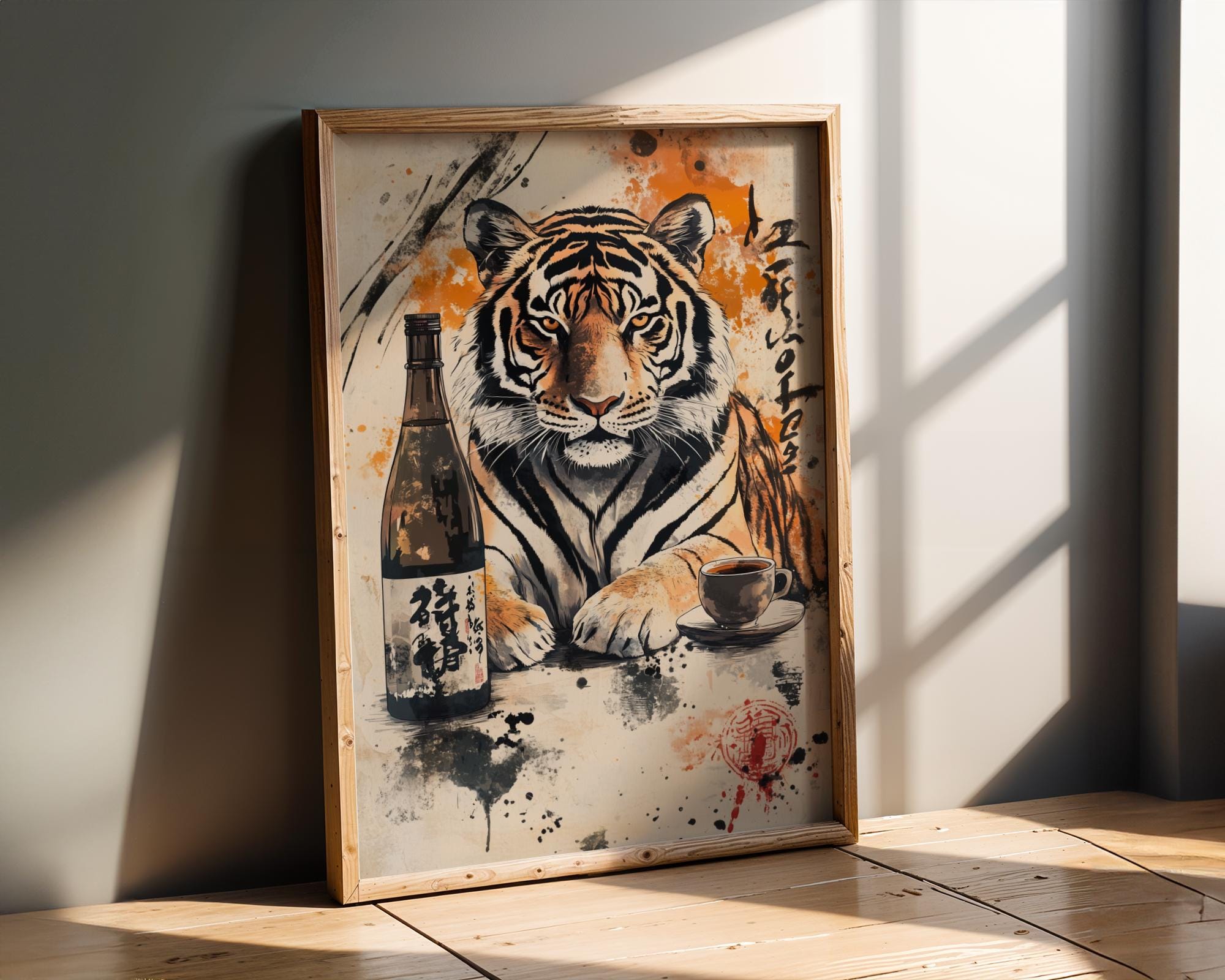 Japanese Poster | Sumi-e Tiger Print – Zen Ink Wash Art wall art print, modern home decor, unframed artwork by Nomad & Nest