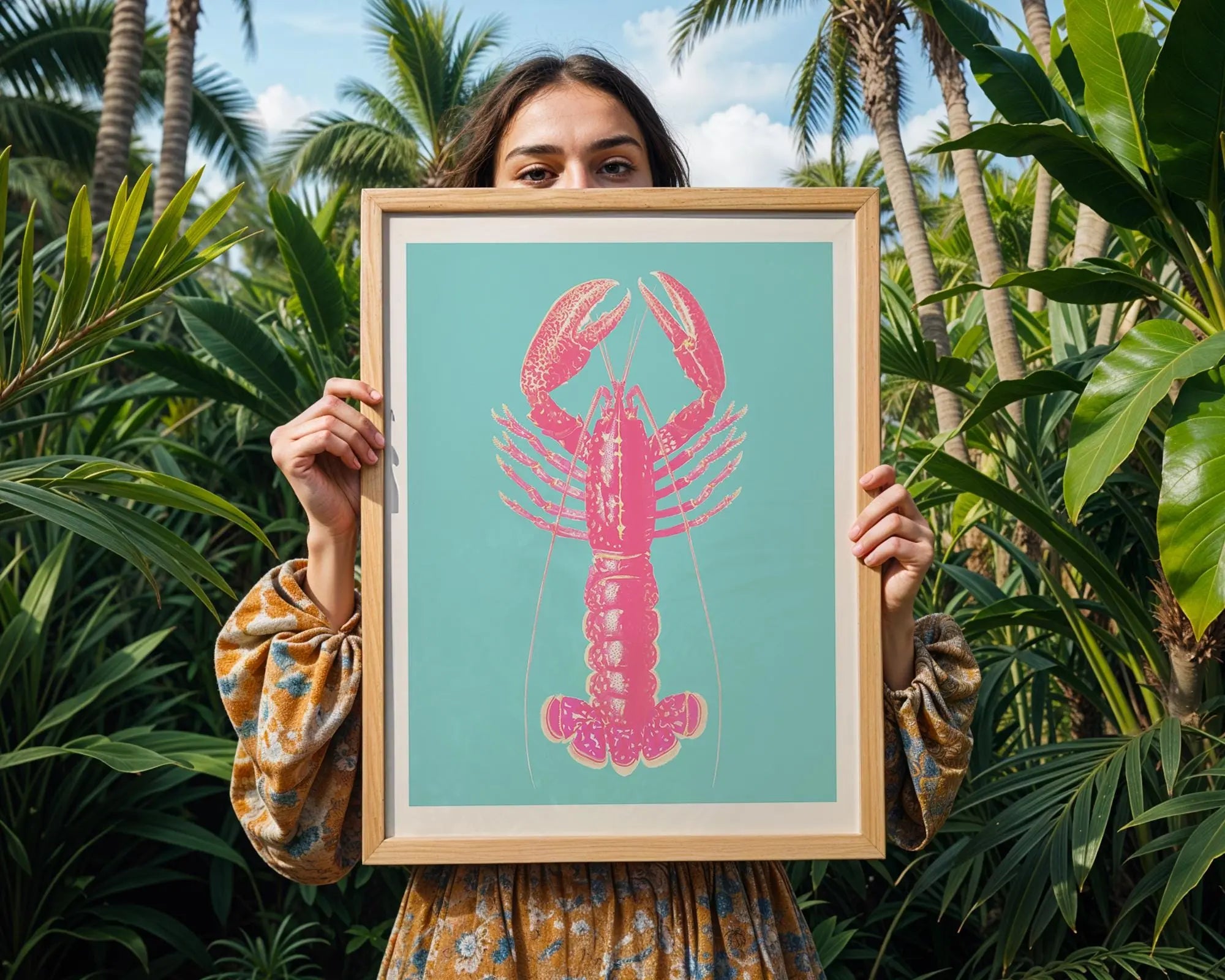 Pink Lobster Print | Coastal Kitchen, Nautical Wall Art wall art print, modern home decor, unframed artwork by Nomad & Nest