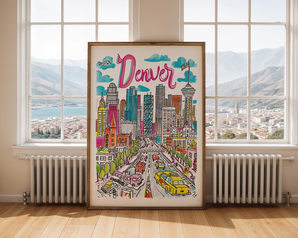 Denver Colorado City Skyline Art Print | Modern Travel Poster wall art print, modern home decor, unframed artwork by Nomad & Nest