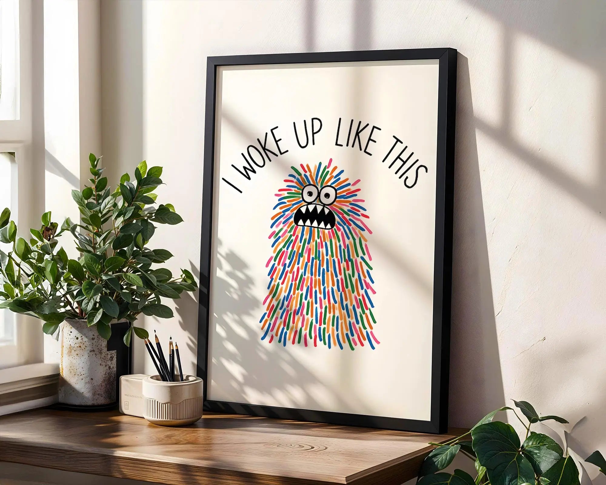 Positive Emotion | I Woke Up Like This Funny Monster Art Print | Colourful Whimsical Wall Art wall art print, modern home decor, unframed artwork by Nomad & Nest